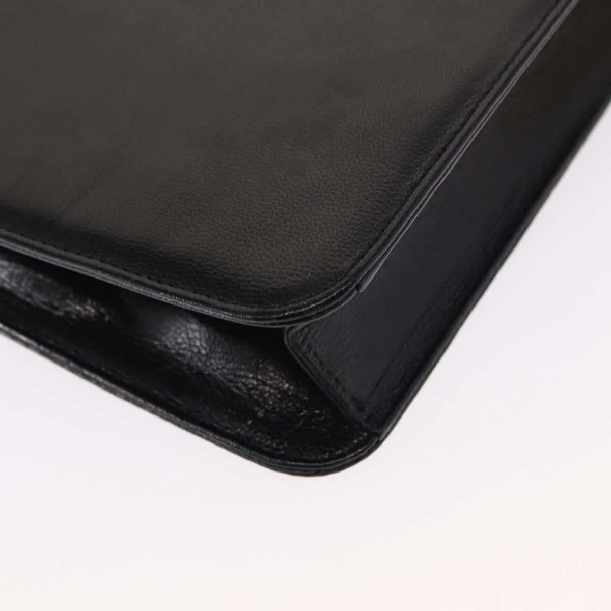 SAINT LAURENT Shoulder Bag Leather Black Gold Auth 151813