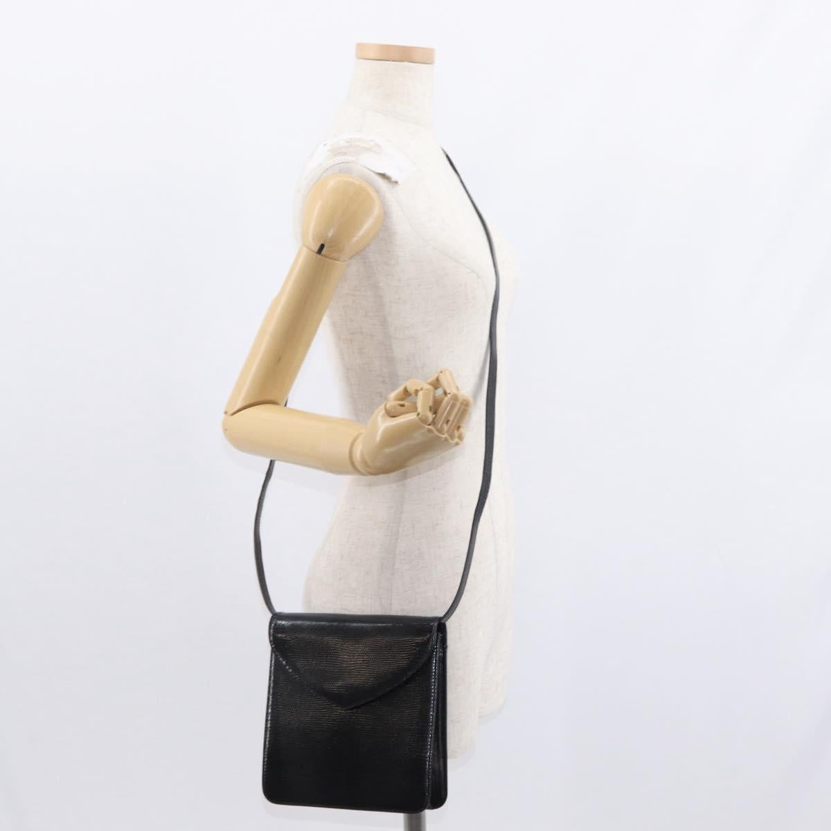 SAINT LAURENT Shoulder Bag Leather Black Gold Auth 151813
