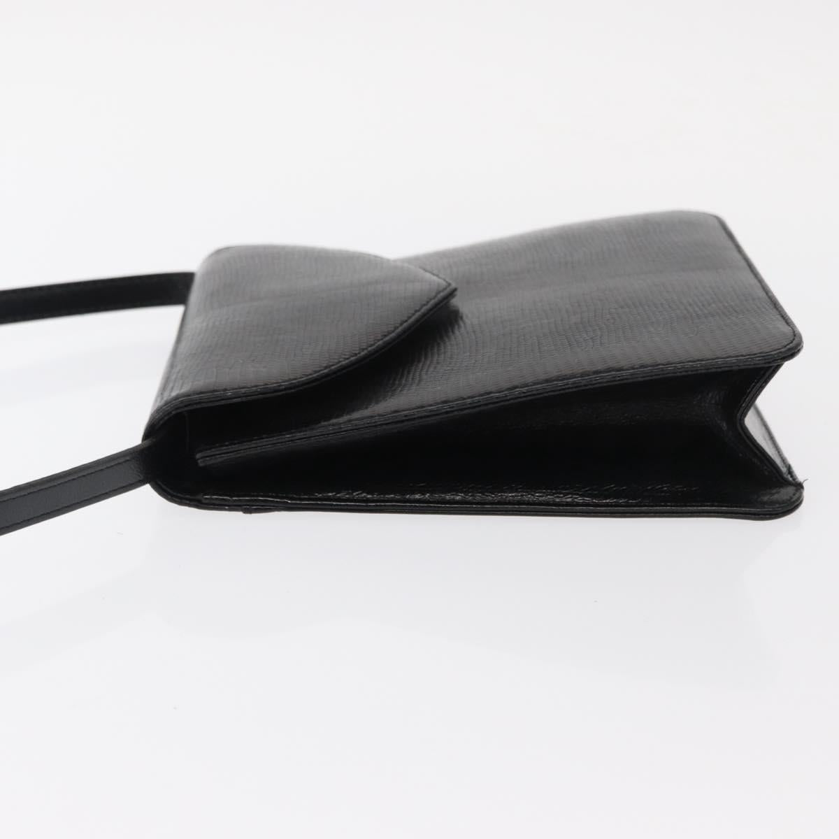 SAINT LAURENT Shoulder Bag Leather Black Gold Auth 151813