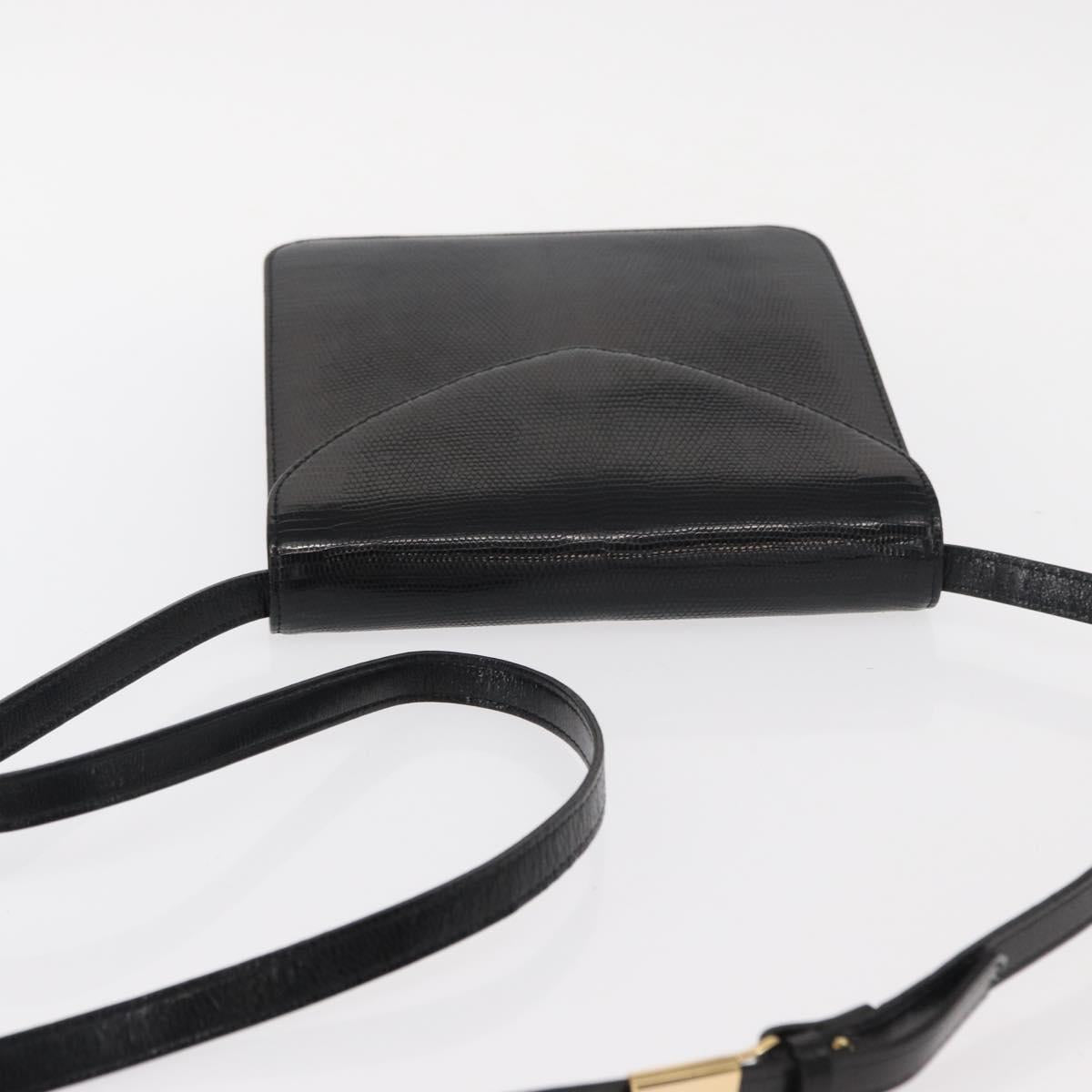 SAINT LAURENT Shoulder Bag Leather Black Gold Auth 151813