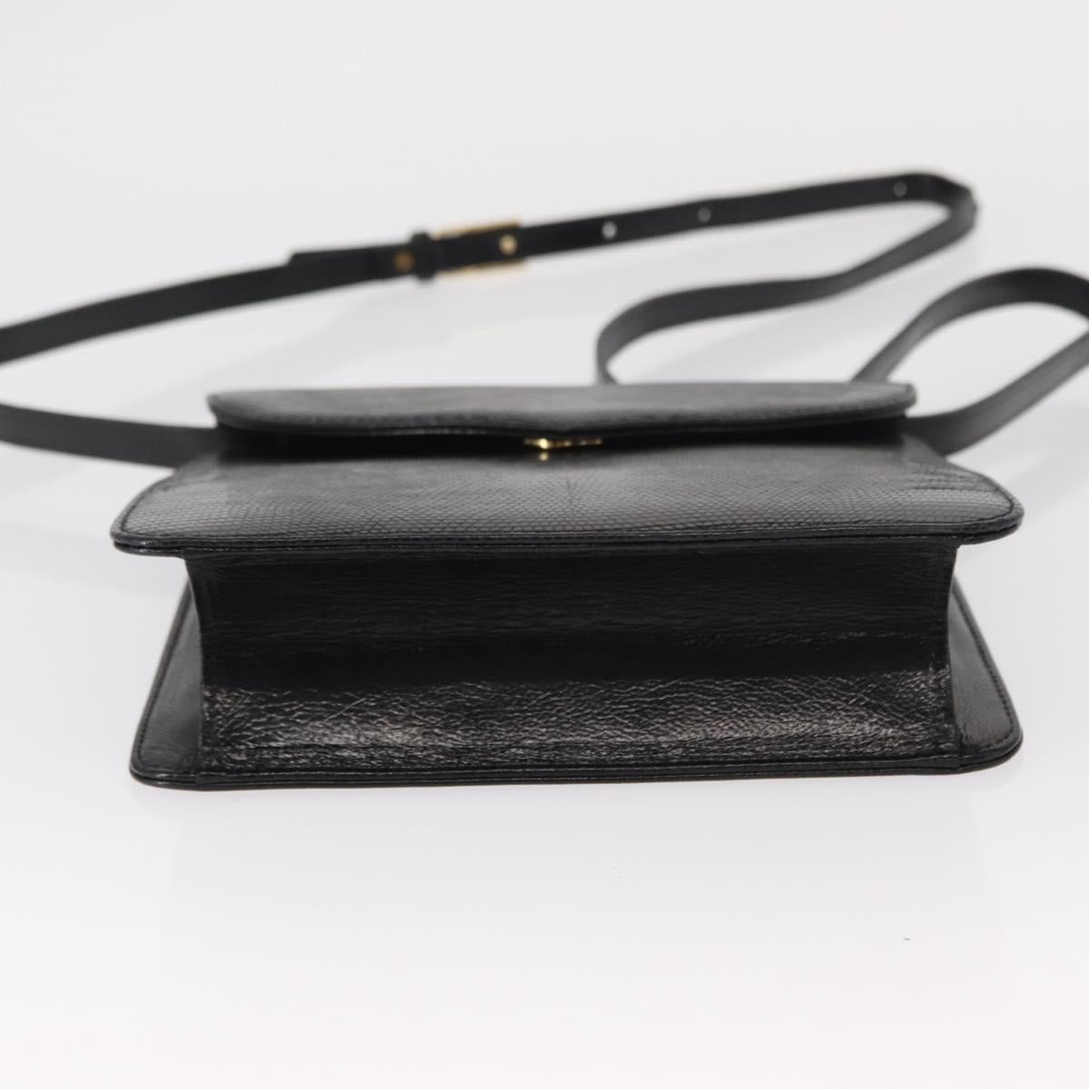 SAINT LAURENT Shoulder Bag Leather Black Gold Auth 151813