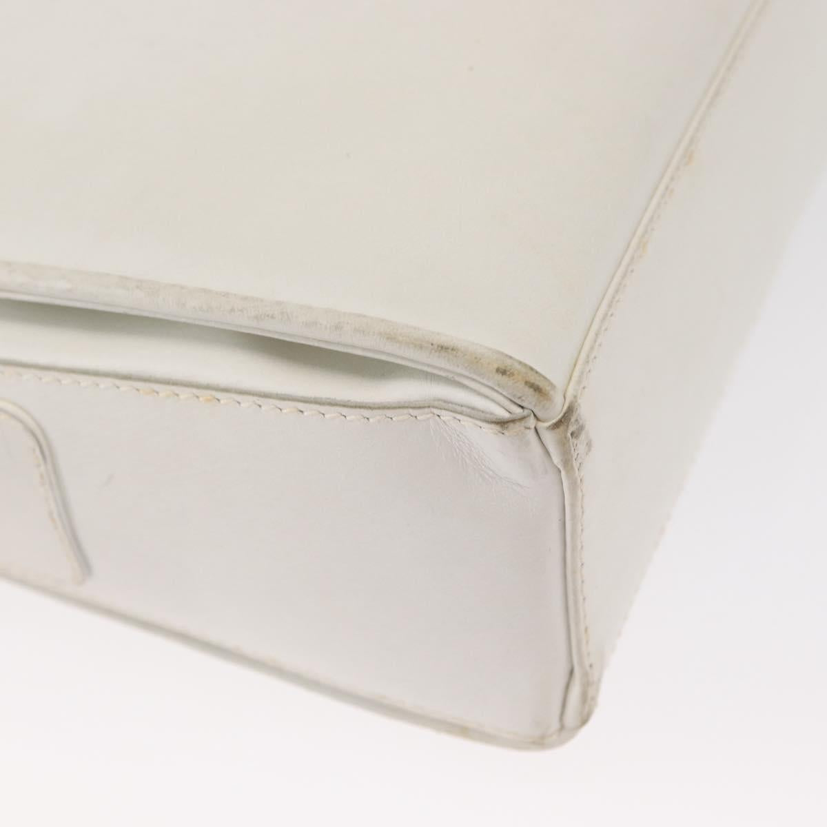 CELINE Shoulder Bag Leather White Gold Auth 151815