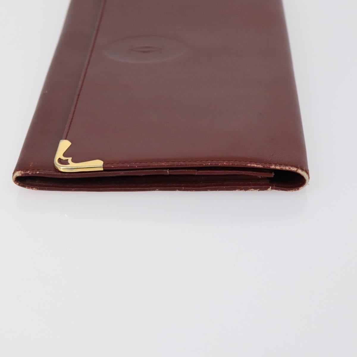 CARTIER Clutch Bag Leather 3 Set Bordeaux Auth 151825