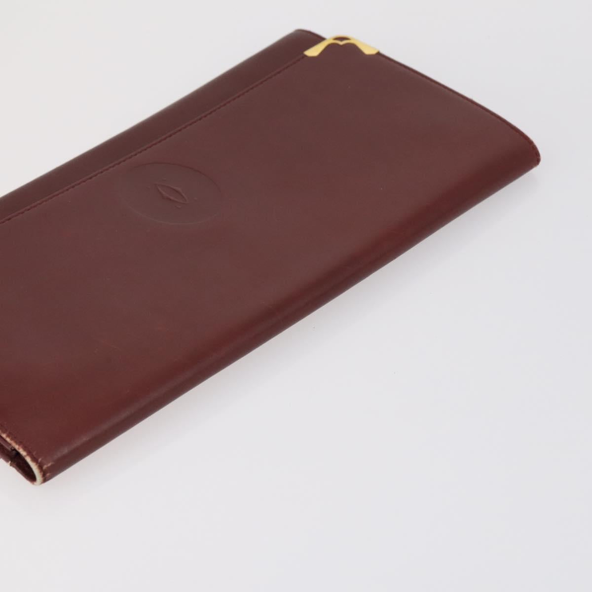 CARTIER Clutch Bag Leather 3 Set Bordeaux Auth 151825