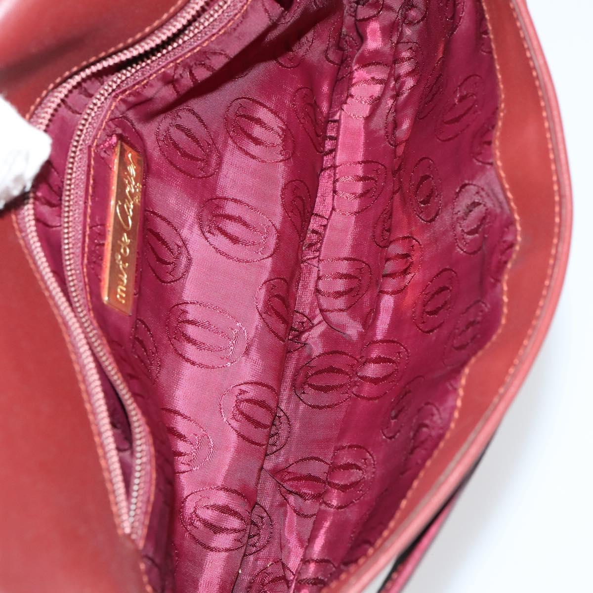 CARTIER Clutch Bag Leather 3 Set Bordeaux Auth 151825