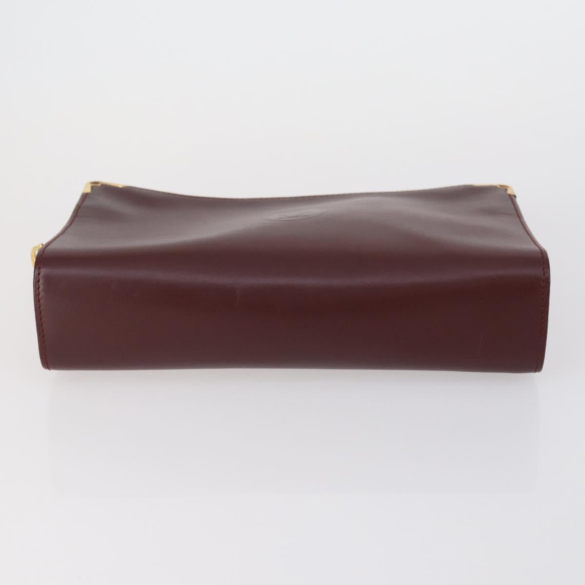 CARTIER Clutch Bag Leather 3 Set Bordeaux Auth 151825