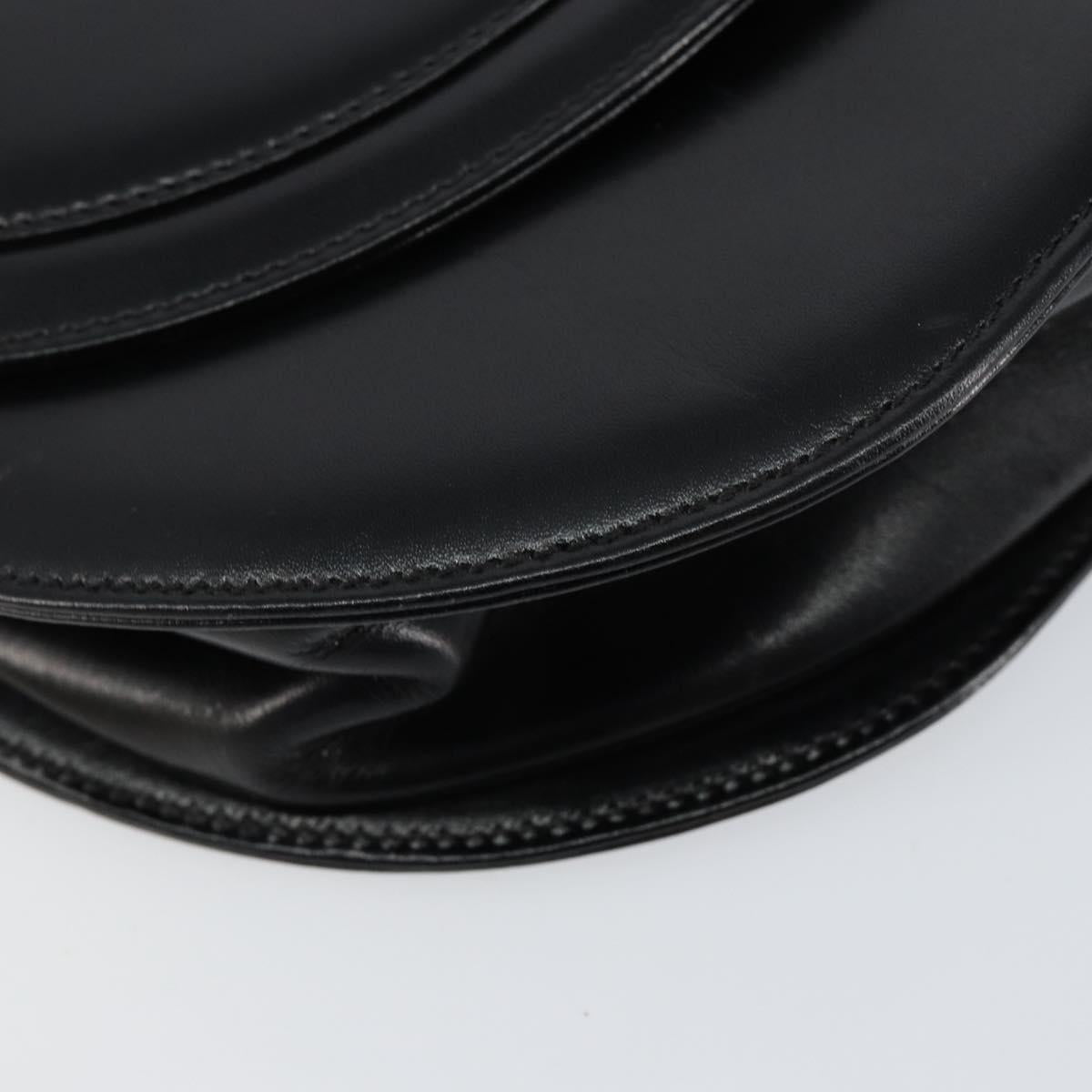 GIVENCHY Hand Bag Leather Black Gold Auth 151826