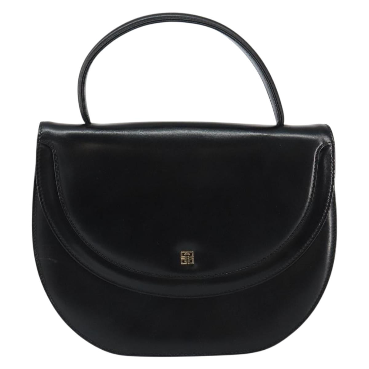 GIVENCHY Hand Bag Leather Black Gold Auth 151826