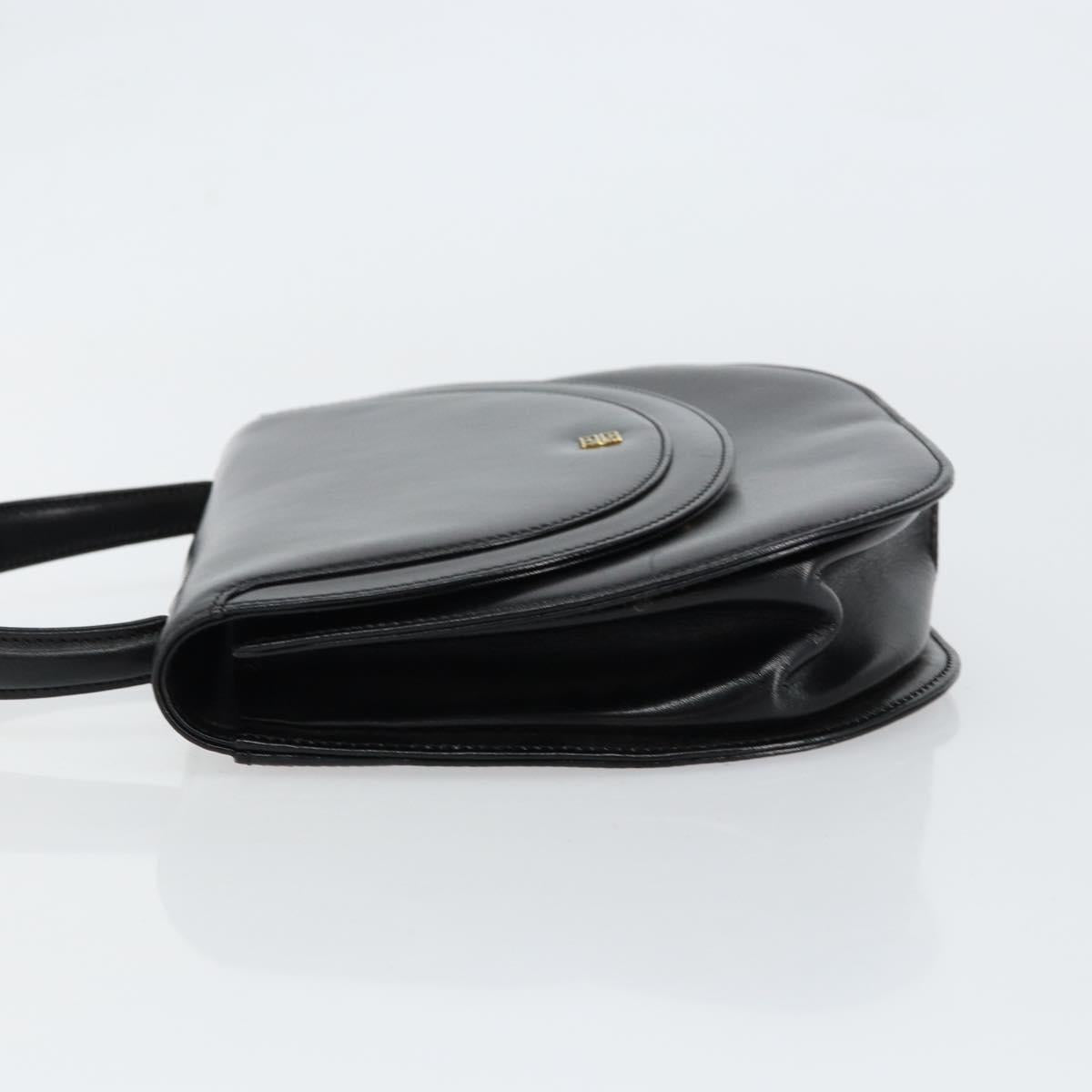 GIVENCHY Hand Bag Leather Black Gold Auth 151826