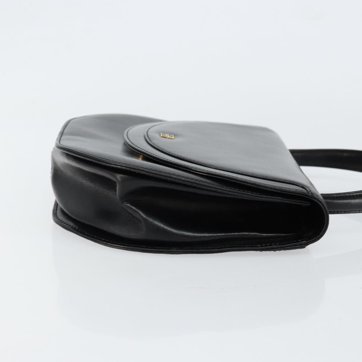 GIVENCHY Hand Bag Leather Black Gold Auth 151826