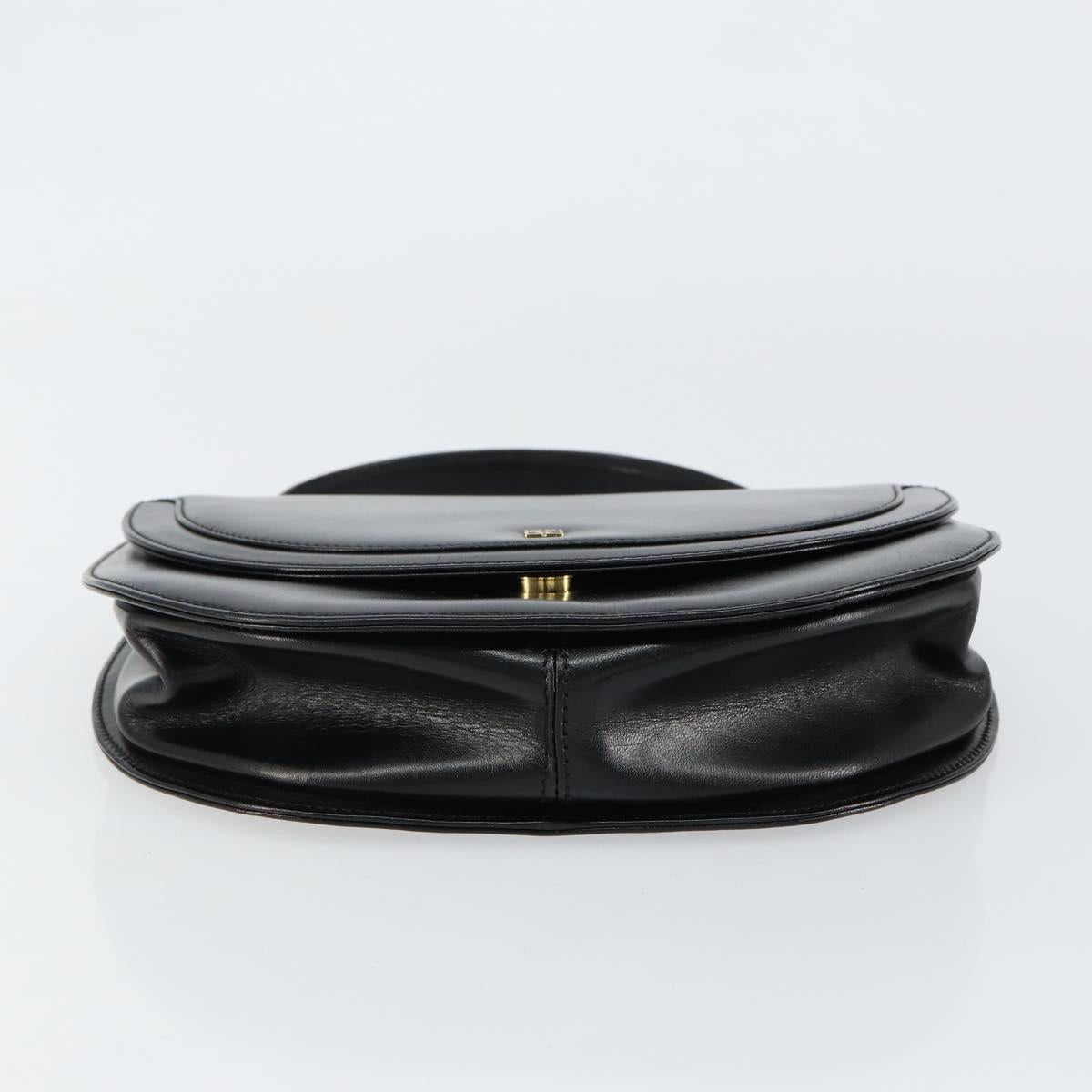 GIVENCHY Hand Bag Leather Black Gold Auth 151826