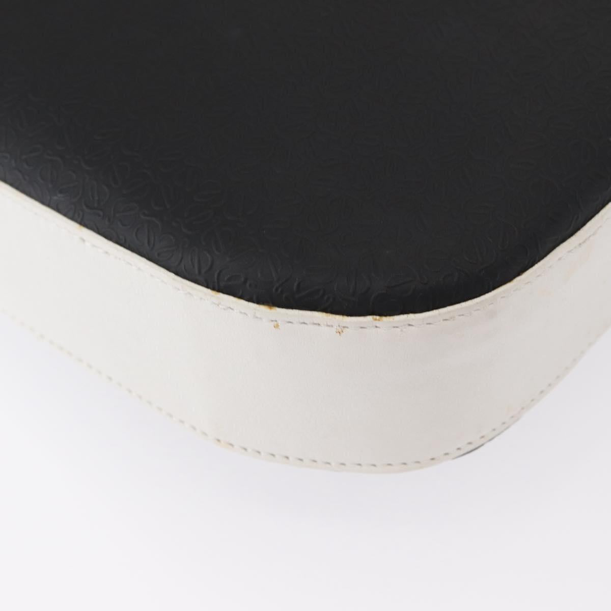 LOEWE Anagram Shoulder Bag Leather Black Silver Auth 151851