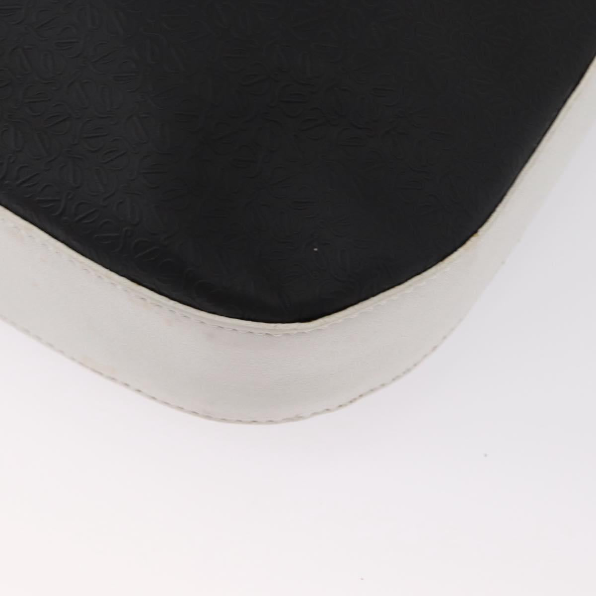 LOEWE Anagram Shoulder Bag Leather Black Silver Auth 151851