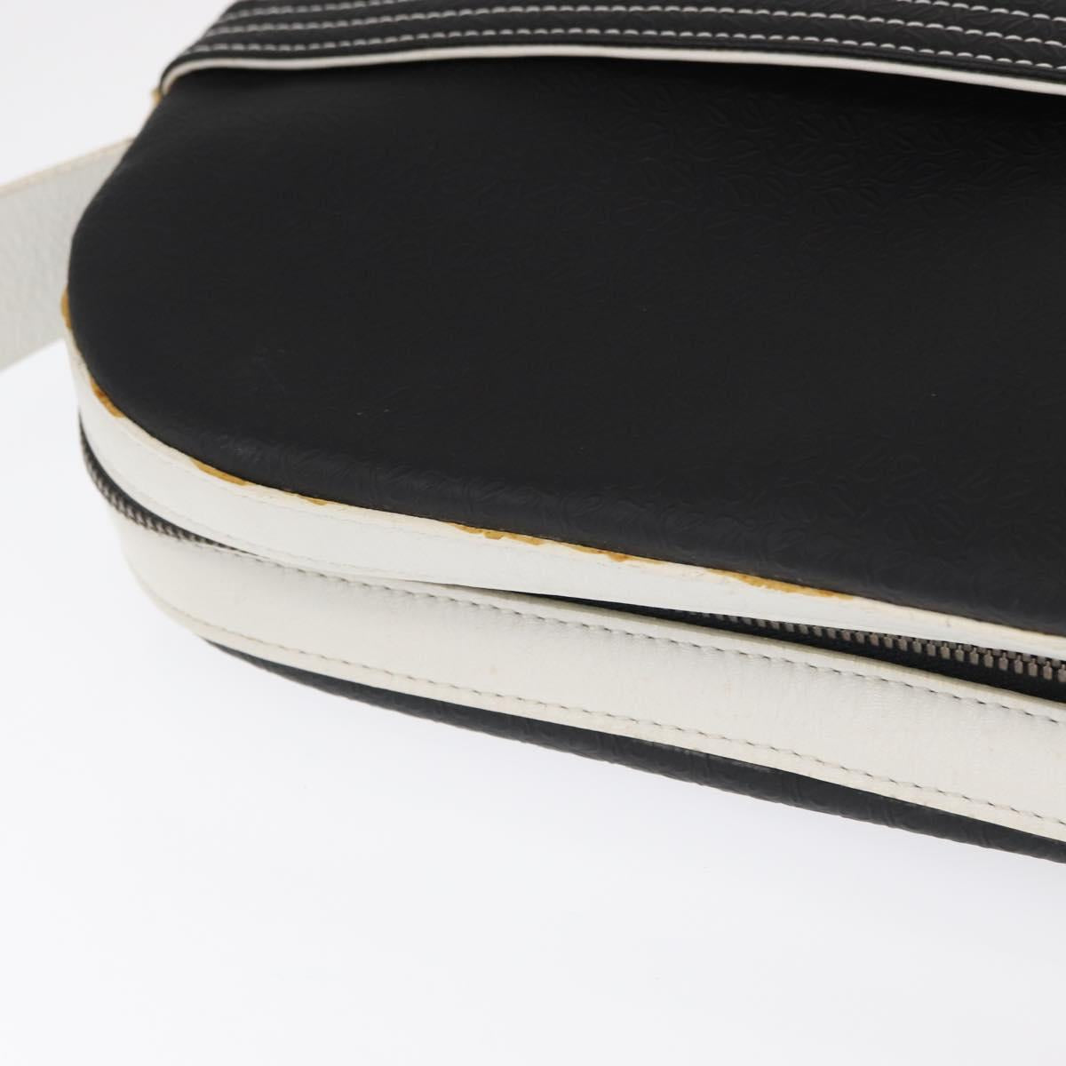 LOEWE Anagram Shoulder Bag Leather Black Silver Auth 151851