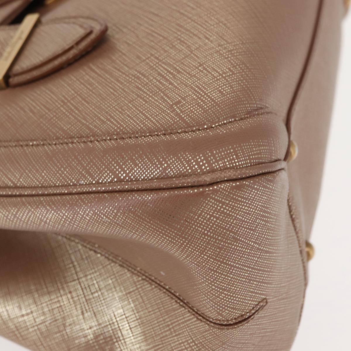 Salvatore Ferragamo Gancini Hand Bag Leather Gold Auth 151852