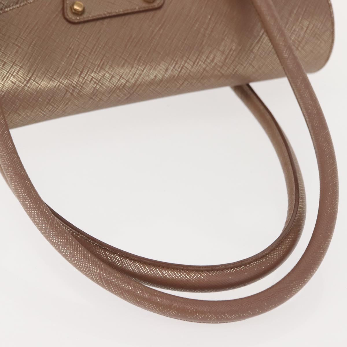 Salvatore Ferragamo Gancini Hand Bag Leather Gold Auth 151852