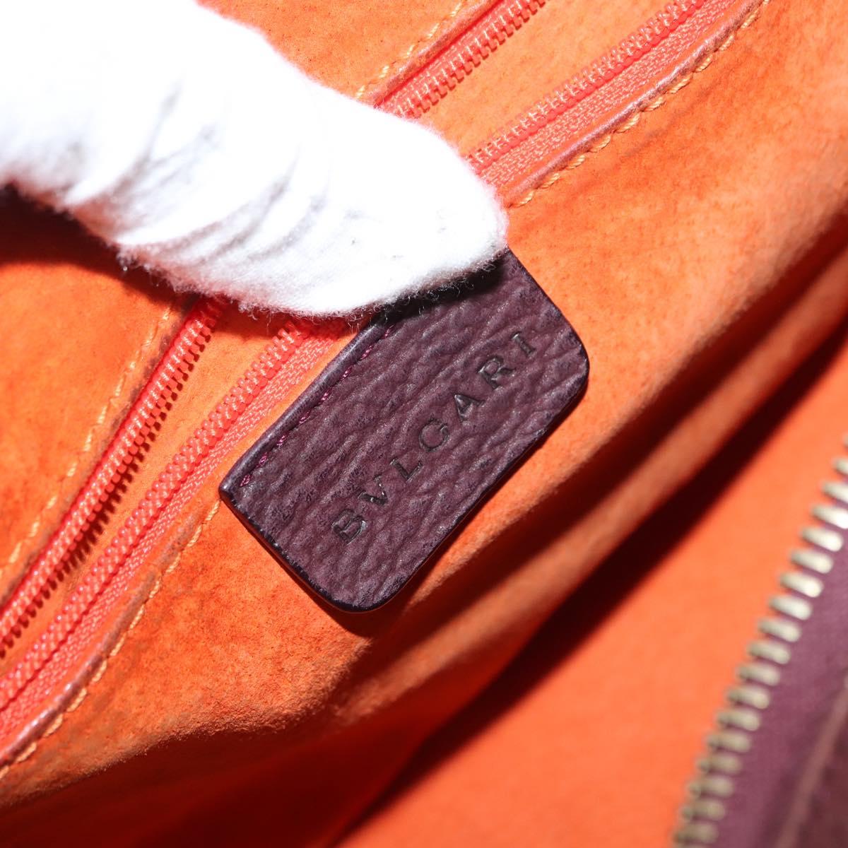 BVLGARI Medallion Shoulder Bag Leather Brown Gold Auth 151855