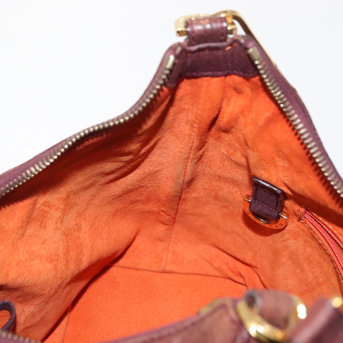 BVLGARI Medallion Shoulder Bag Leather Brown Gold Auth 151855