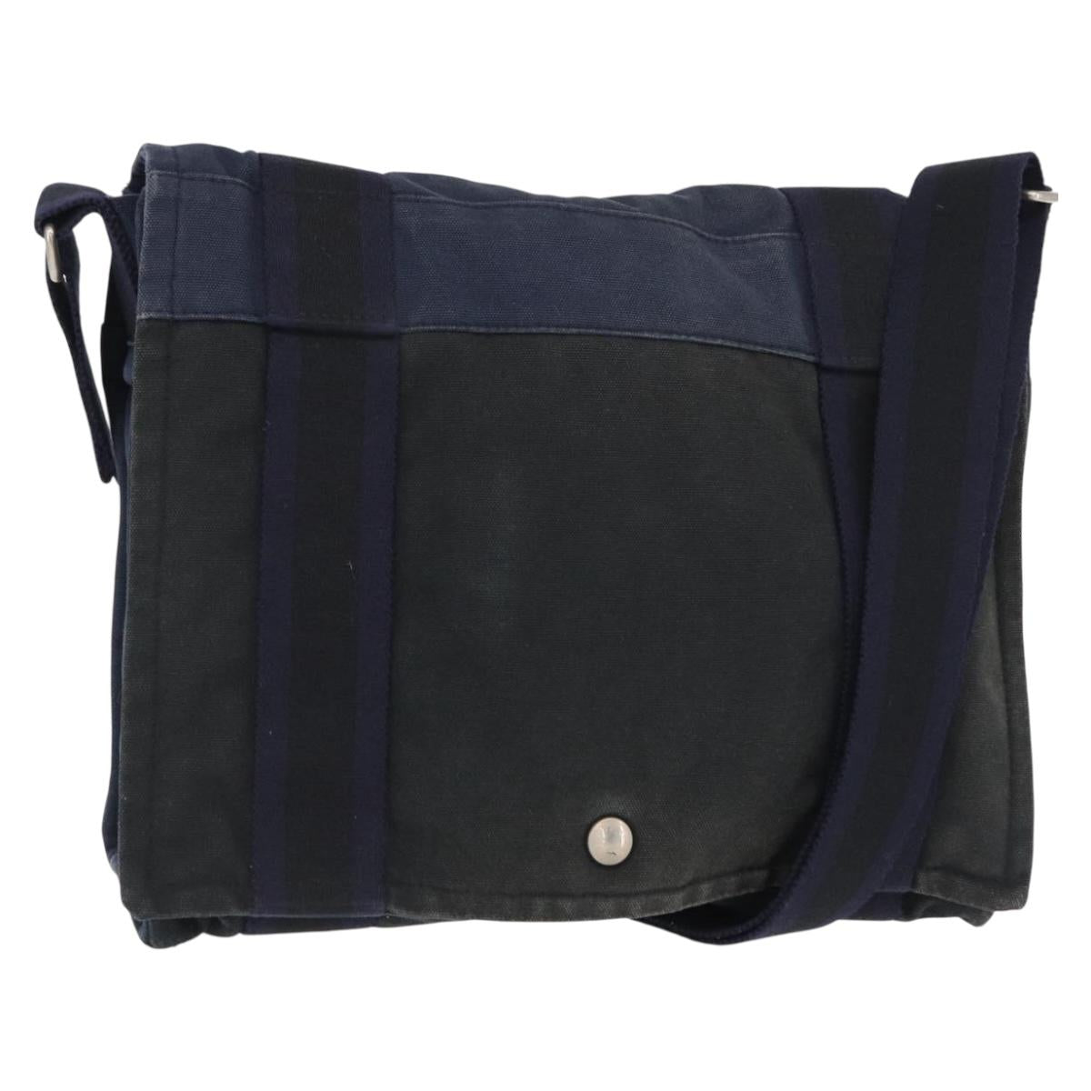 HERMES Fourre Tout Bassas PM Shoulder Bag Canvas Navy Auth 151857