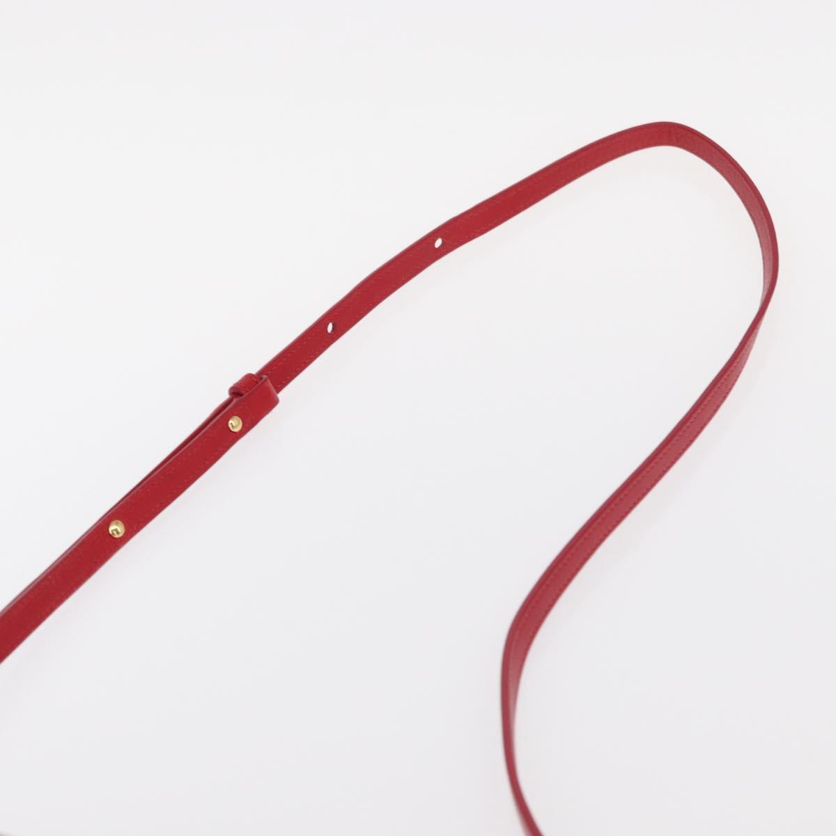 CELINE Trio Shoulder Bag Leather Red Gold Auth 151858