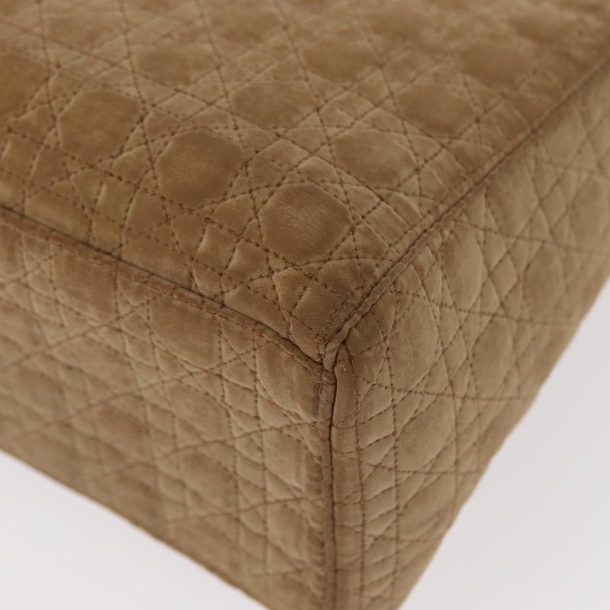 Christian Dior Lady Dior Canage Hand Bag Beige Gold Auth 151860