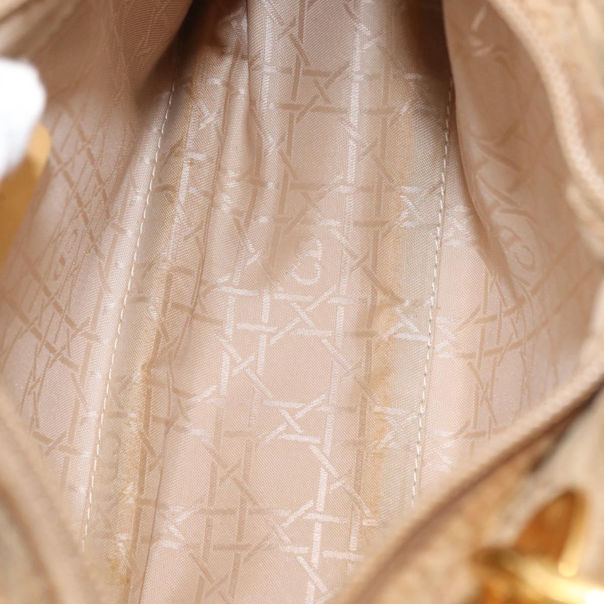 Christian Dior Lady Dior Canage Hand Bag Beige Gold Auth 151860