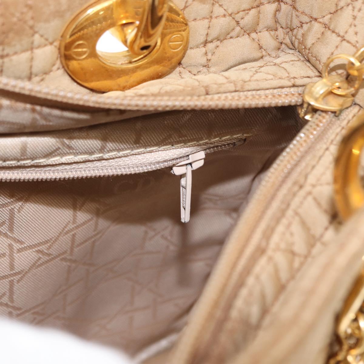 Christian Dior Lady Dior Canage Hand Bag Beige Gold Auth 151860