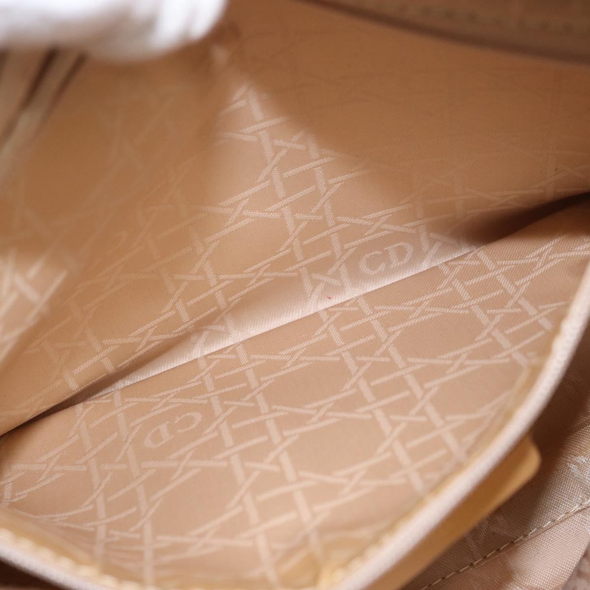 Christian Dior Lady Dior Canage Hand Bag Nylon Beige Gold Auth 151860