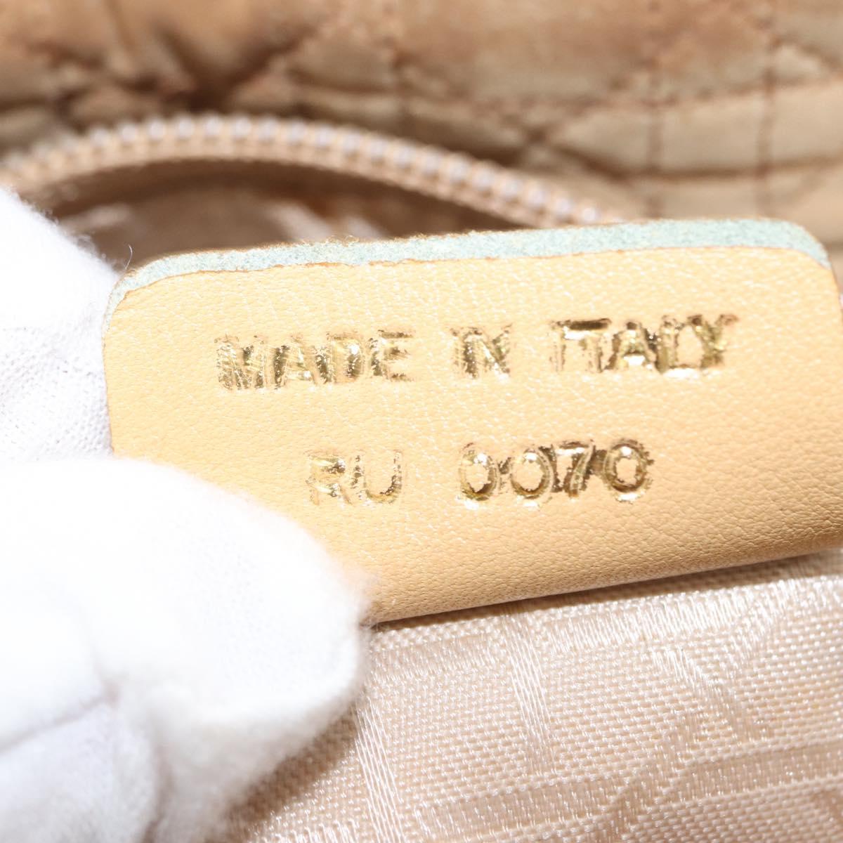 Christian Dior Lady Dior Canage Hand Bag Nylon Beige Gold Auth 151860