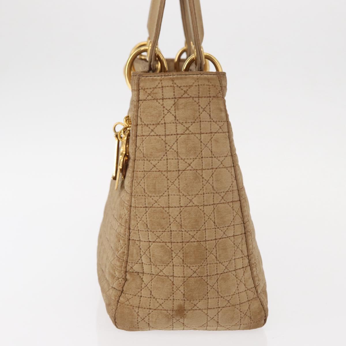 Christian Dior Lady Dior Canage Hand Bag Beige Gold Auth 151860