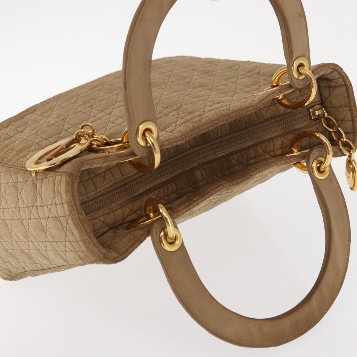 Christian Dior Lady Dior Canage Hand Bag Beige Gold Auth 151860