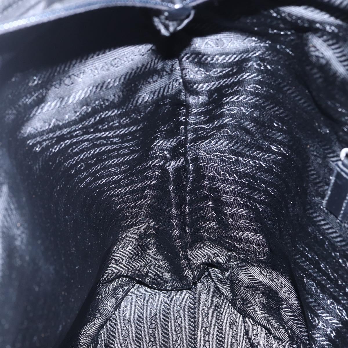 PRADA Tote Bag Nylon Black Silver Auth 151861