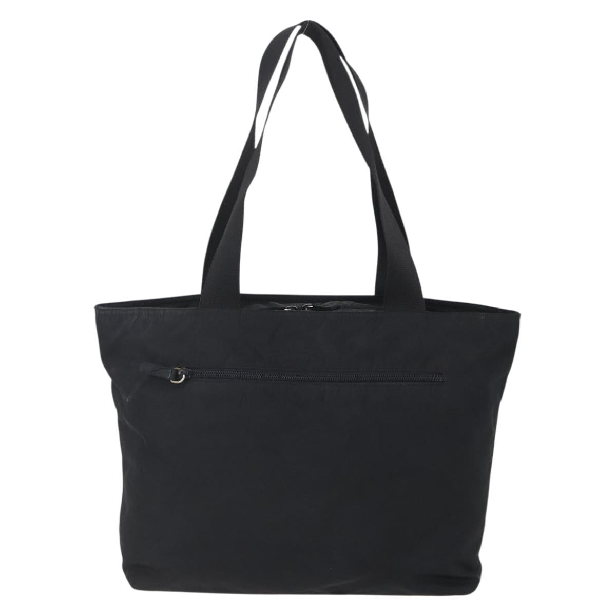 PRADA Tote Bag Nylon Black Silver Auth 151861
