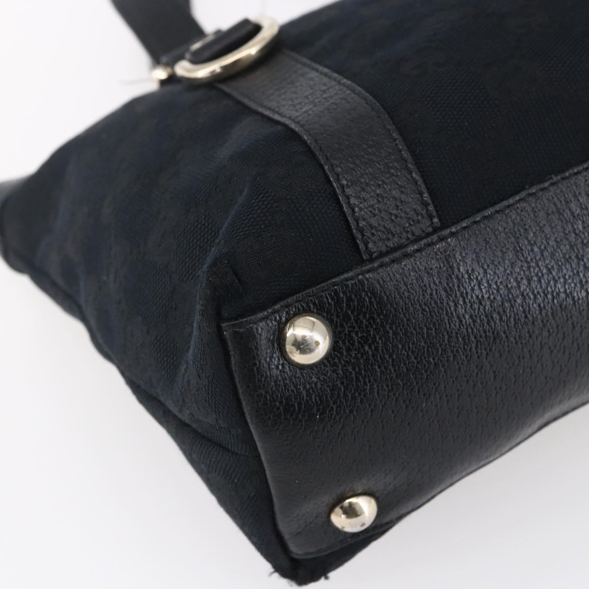 GUCCI GG Canvas Hand Bag Black Gold 141471 Auth 151862