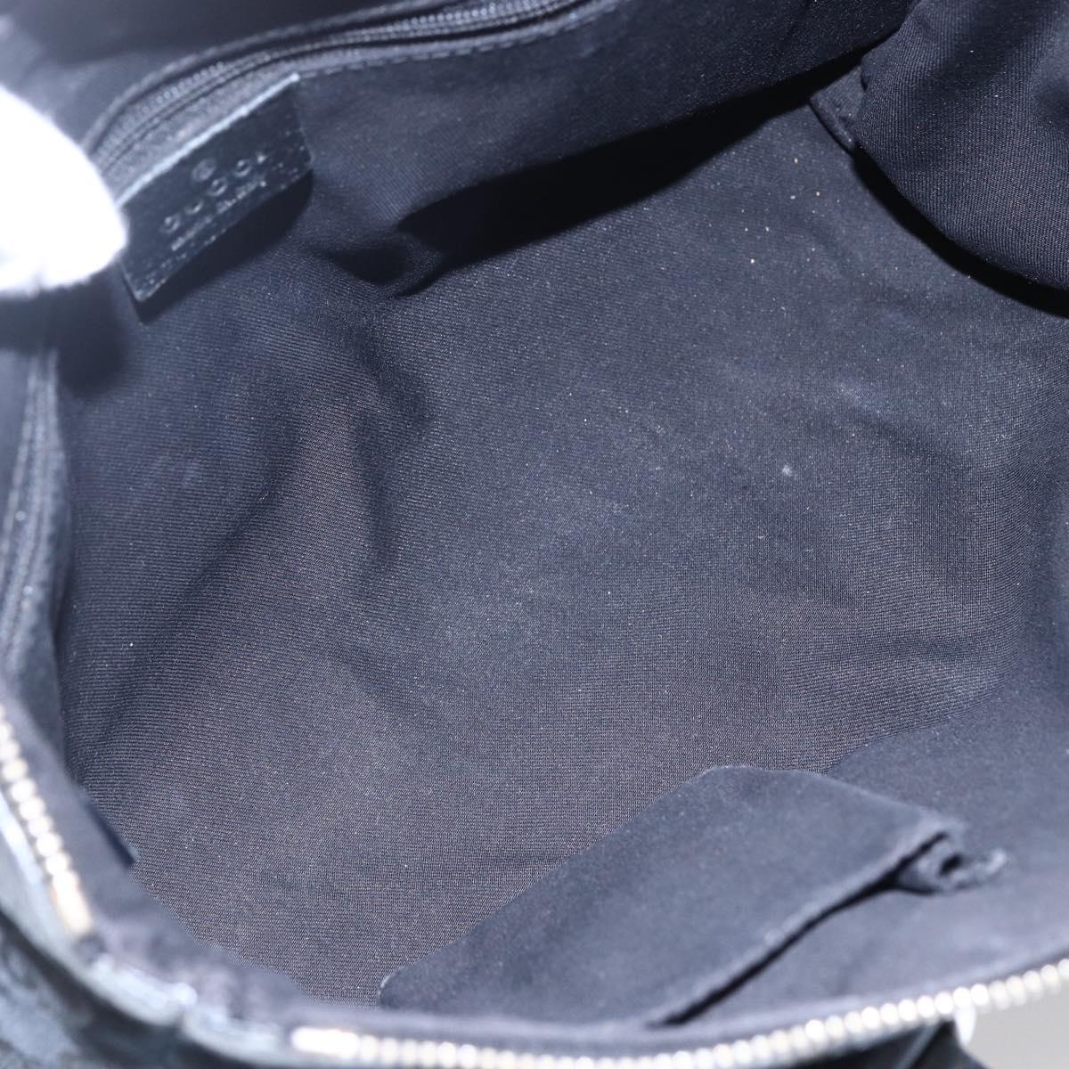 GUCCI GG Canvas Hand Bag Black Gold 141471 Auth 151862