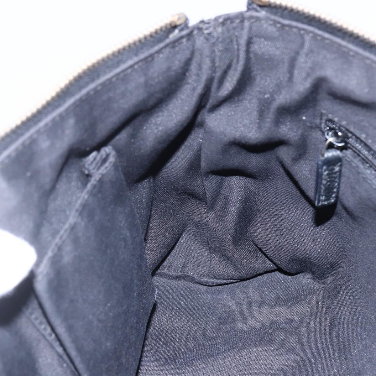 GUCCI GG Canvas Hand Bag Black Gold 141471 Auth 151862