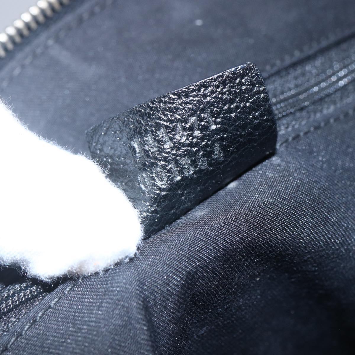 GUCCI GG Canvas Hand Bag Black Gold 141471 Auth 151862