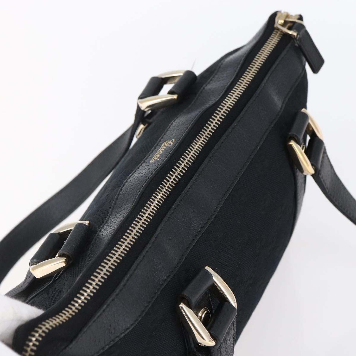 GUCCI GG Canvas Hand Bag Black Gold 141471 Auth 151862