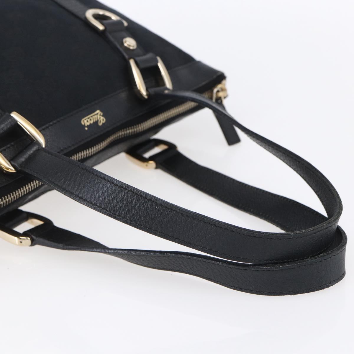 GUCCI GG Canvas Hand Bag Black Gold 141471 Auth 151862