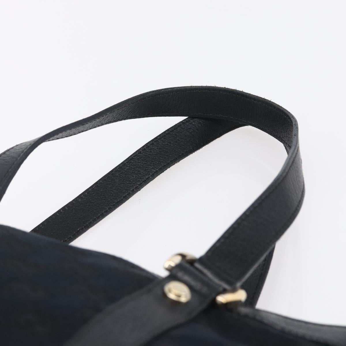 GUCCI GG Canvas Hand Bag Black Gold 141471 Auth 151862