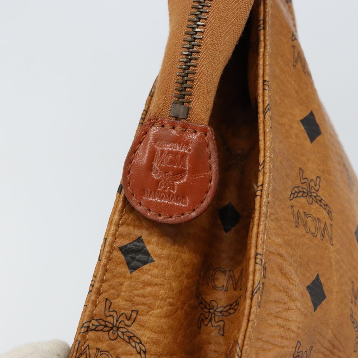 MCM Logogram Vicetos Clutch Bag PVC Leather Brown Gold Auth 151865