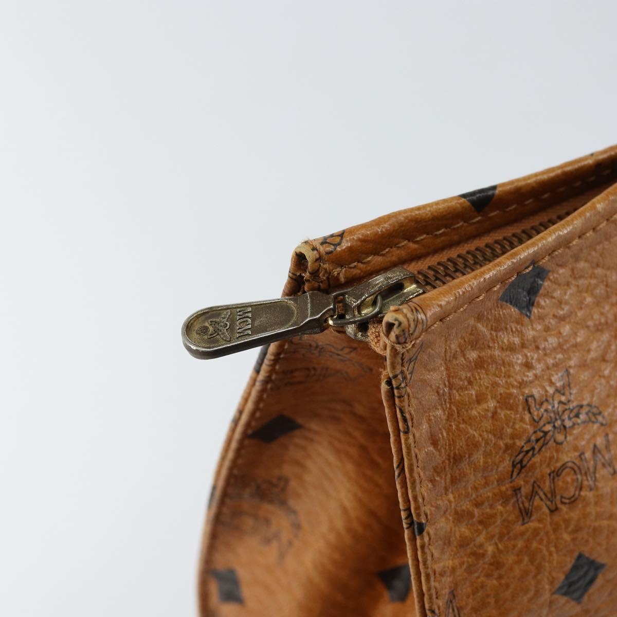 MCM Logogram Vicetos Clutch Bag PVC Leather Brown Gold Auth 151865