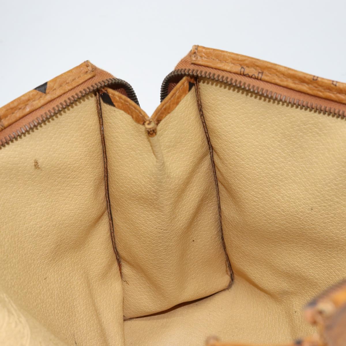 MCM Logogram Vicetos Clutch Bag PVC Leather Brown Gold Auth 151865