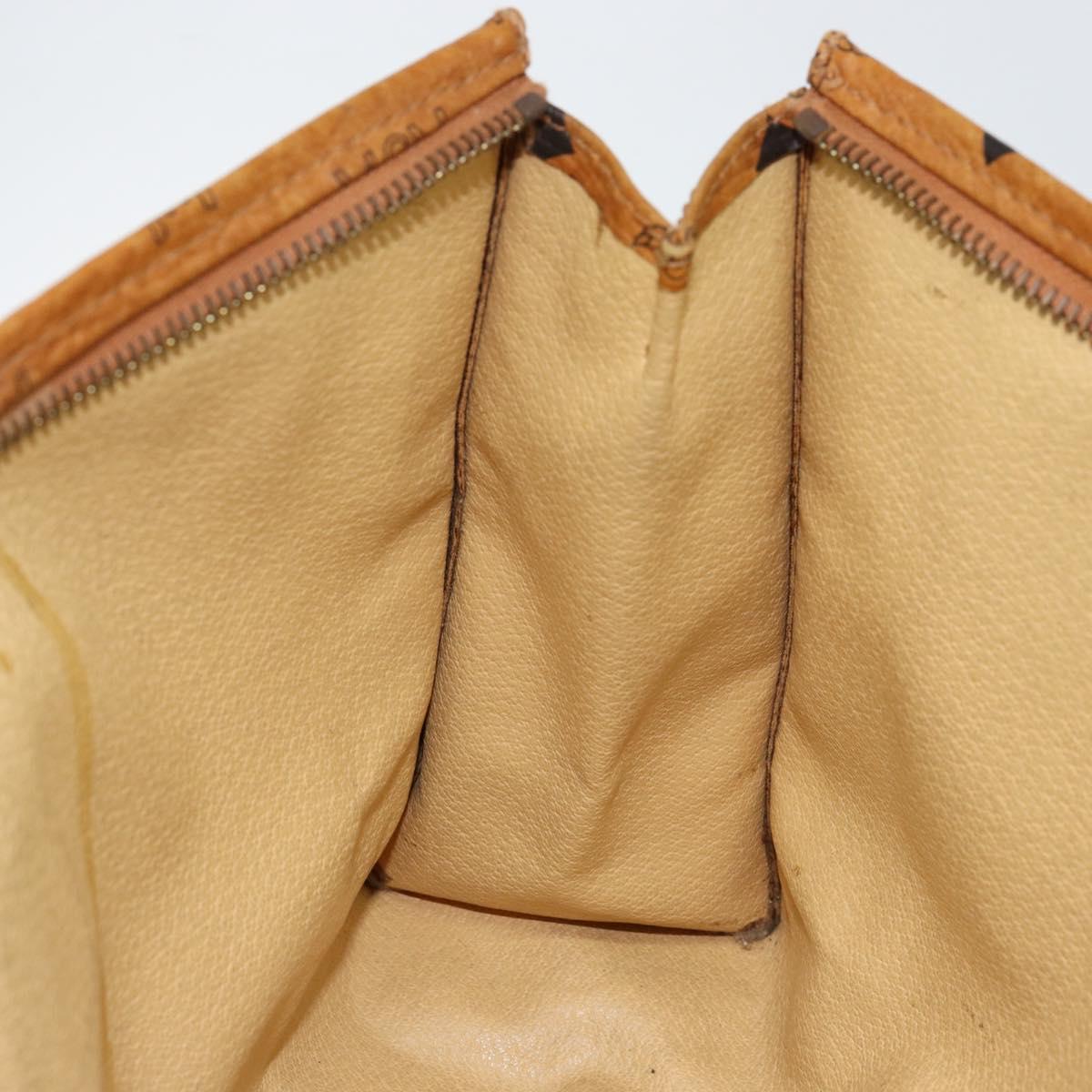 MCM Logogram Vicetos Clutch Bag PVC Leather Brown Gold Auth 151865