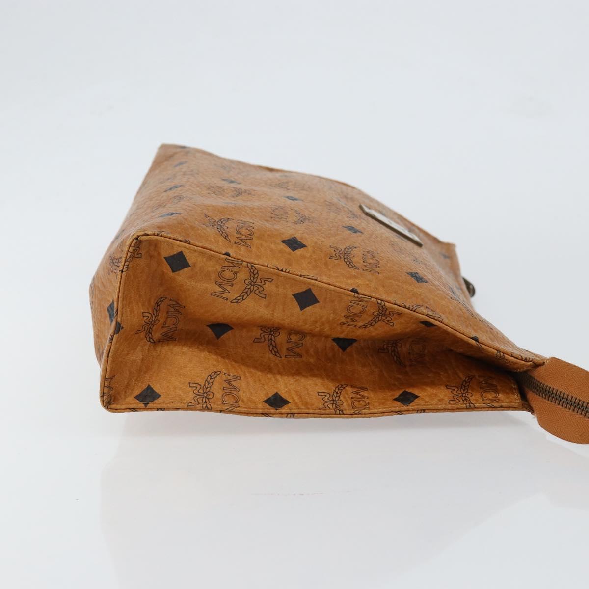 MCM Logogram Vicetos Clutch Bag PVC Leather Brown Gold Auth 151865