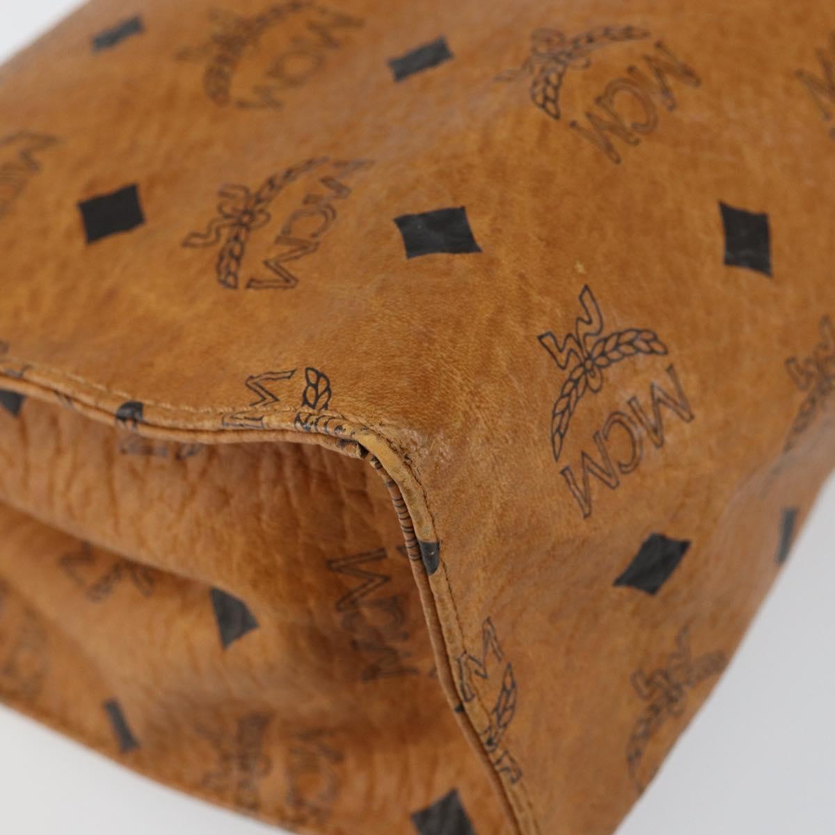 MCM Logogram Vicetos Clutch Bag PVC Leather Brown Gold Auth 151865