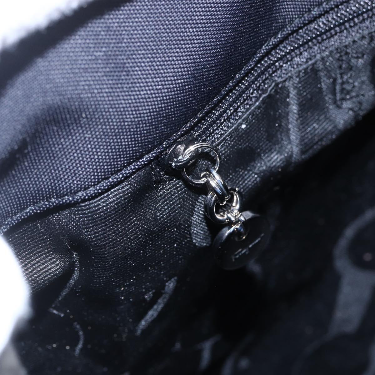 Salvatore Ferragamo Chain Shoulder Bag Canvas Black Silver Auth 151869