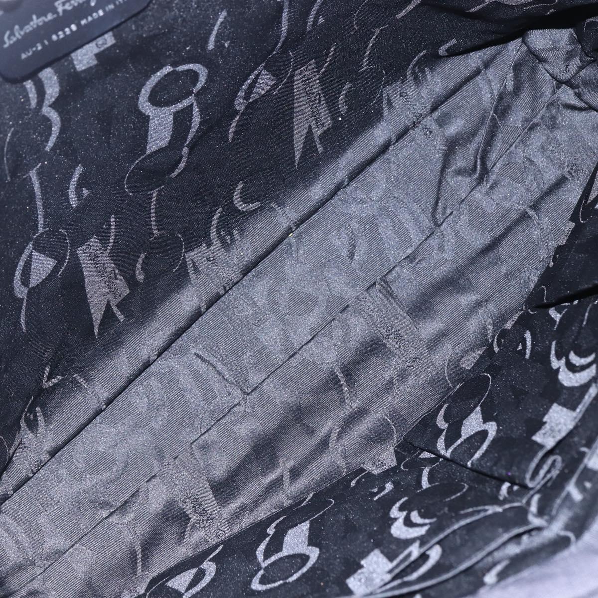 Salvatore Ferragamo Chain Shoulder Bag Canvas Black Silver Auth 151869