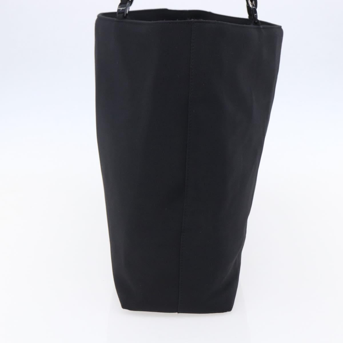 Salvatore Ferragamo Chain Shoulder Bag Canvas Black Silver Auth 151869