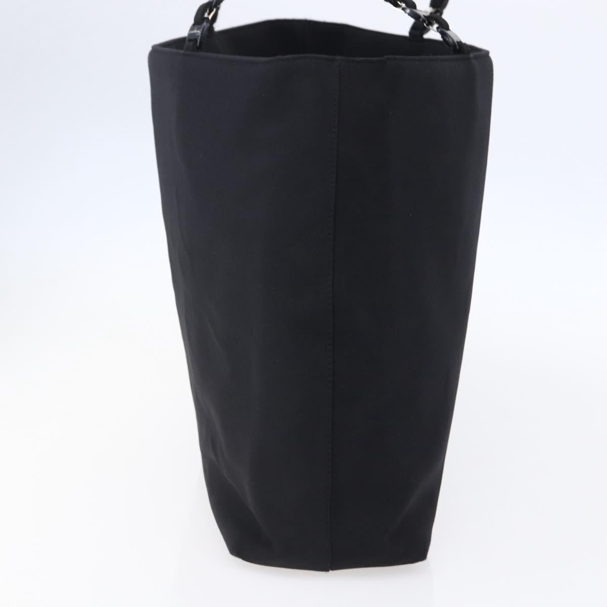 Salvatore Ferragamo Chain Shoulder Bag Canvas Black Silver Auth 151869